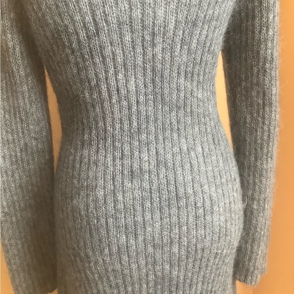 MODA INTERNATIONAL Vintage Mohair Blend Ribbed Duster Cardigan Gray M - Picture 10 of 14